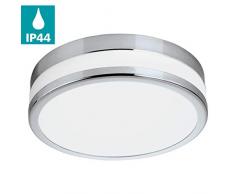 EGLO Badezimmer-Deckenlampe LED Parlermo, 1 flammige Deckenleuchte, Material: Stahl, Glas: satiniert und weiß lackiert, Farbe: chrom, Ø: 22,5 cm, IP44, Wandleuchte
