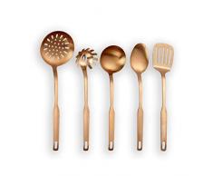 Berglander Küchenhelfer aus Edelstahl, 5-teilig mit Titan-Roségold, Schlitz-Tuner, Schöpflöffel, Skimmer, Servierlöffel, Pastaserver. Kupfer Kitchen Tools Set (Matt Kupfer)