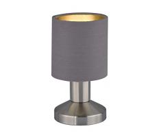 Trio Leuchten Garda 595400141 Garda Tischleuchte, Metall, Nickel Matt, E14, Stoffschirm Taupe/Gold, On/Off Touch