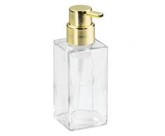 iDesign 70568EU Casilla Moderner Schaumseifenspender, 7,62 x 6,99 x 19,05 cm, durchsichtig / messingfarben, glas