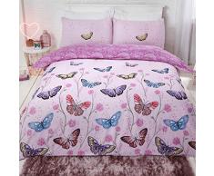Dreamscene Bettwäsche-Set, Schmetterlingsmotiv, Violett, Einzelbett, Mehrfarbig, Blumen