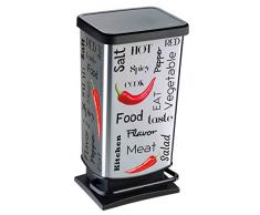 Rotho Sundis Paso Abfallkorb, Spicy, 40 L, Kunststoff, schwarz/iml, 35.3 x 29.5 x 67.6 cm