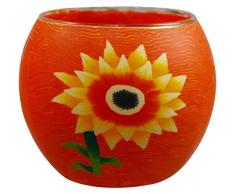 Himmlische Düfte Geschenkartikel GmbH BE Happy/rote Sonnenblume Windlicht, Glas, bunt, 11x11x9 cm