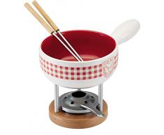 KUHN RIKON 32207 Karo Hirsch für 2 Personen 16cm Käsefondue Set, Ton, Weiss/Rot, 16 cm