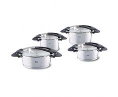 Fissler intensa / Edelstahl-Topfset, 4-teilig, Kochtopf-Set, Töpfe mit Deckel, stapelbar, mit Deckelablage, Abgießhilfe, Induktion, alle Herdarten (2 Bratentöpfe, 2 Kochtöpfe)