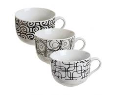 Excelsa Magic Black Set Jumbo Tassen ohne Untertasse, Keramik, Schwarz, 3 Stück