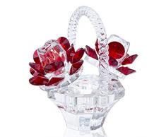 H&D HYALINE & DORA Kristall-Figuren mit Rosen und Blumenkorb, Kristall, Sammlerstück, Dekoration für Zuhause, Tischdekoration