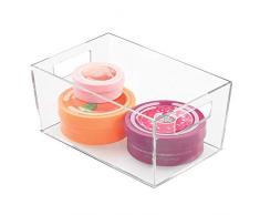 iDesign Clarity Box, kleine Badablage aus Kunststoff mit Griffen zur Aufbewahrung von Kosmetik und Make-up auf dem Waschtisch, durchsichtig
