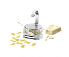 Westmark Parmesan-/Zuckertopf mit passendem Ständer und Löffel, 4-tlg., Fassungsvermögen je 150 ml, Rostfreier Edelstahl/Glas, Wien, Silber/Transparent, 65112260
