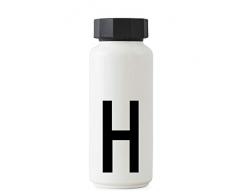 Design Buchstaben personalisierbare weiße Thermo-Edelstahlflasche für heiße und kalte Getränke, isolierte Trinkflasche für unterwegs, für Arbeit, Schule, Sport und Fitnessstudio – H