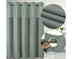 Conbo Mio Hakenloser Duschvorhang mit Einrasteinsatz für Badezimmer Wasserdicht rostfrei mit Magnet Premium Flex On Ringe 71 x 84 grau