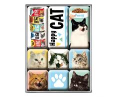 Nostalgic-Art 83093, Animal Club Happy Cats, Set (9teilig) Magnet, Kunststoff, 7 x 9.3 x 2 cm