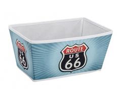 WENKO 21611100 Aufbewahrungskorb Vintage Route 66 M - Badkorb, Polypropylen, 31.5 x 14 x 21.5 cm