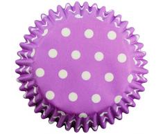 PME Backförmchen für Cupcakes aus Papier mit violetten Tupfen, Standardgröße, 60er Pack, Kunststoff, Purple, 7 x 7 x 2.8 cm, 60-Einheiten