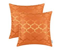 CaliTime Kissenbezüge Kissenhülle 2er-Pack Wurfkissenbezüge Schalen für Heim-Sofa-Couch Modern Shining & Dull Contrast Vierpass Akzent Geometrisch 45cm x 45cm Hellorange