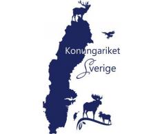 Graz Design 630210_57_049 Wandtattoo Wand Deko fÃ¼r Wohnzimmer BÃ¼ro Dekoration Sticker LÃ¤nder Schweden Sverige Elch Rentier Stockholm Europa 99x57cm KÃ¶nigsblau
