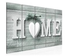 Bilder Home Herz Wandbild 150 x 60 cm Vlies - Leinwand Bild XXL Format Wandbilder Wohnzimmer Wohnung Deko Kunstdrucke Weiß 5 Teilig - MADE IN GERMANY - Fertig zum Aufhängen 504456c