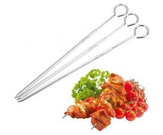 Westmark 3 Grill- und Bratspieße, Spieß-Länge: 23,6 cm, Rostfreier Edelstahl, Schaschlikspieße, Silber, 12602270