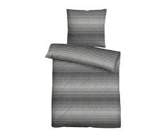 biberna 0843321 Melange-Flanell Bettwäsche Garnitur mit Kopfkissenbezug (Baumwolle) 1x 155x200 cm + 1x 80x80 cm, Titanium