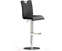 Robas Lund Barhocker Schwarz Leder mit Lehne Barstuhl drehbar 360 Grad, Hocker höhenverstellbar, BAR.DO