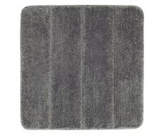 Wenko Badteppich Steps Mouse Grey Badematte, Rutschhemmend, Außergewöhnlich Weiche und Dichte Qualität, Polyester, Grau, 65 x 55 x 0.1 cm