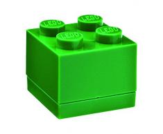 Lego Box 4, Mini Lego Box mit 4 Knöpfen, Snack Box, Grün, 4,6 x 4,6 x 4,3 cm