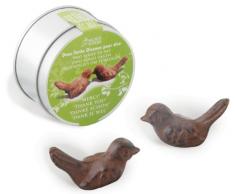 Esschert Design Geschenkbox mit 2 Vögel Dankeschön, aus rötlichem Gusseisen