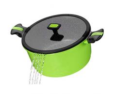 STONELINE Imagination Bratentopf 28 cm, mit austauschbarenund abnehmbaren Griffen, mit Glasdeckel, induktionsgeeignet, grün Kochgeschirr, Aluminium