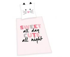 Herding YOUNG COLLECTION Bettwäsche-Set, Cute Girls Wendemotiv, Bettbezug 135 x 200 cm, Kopfkissenbezug 80 x 80 cm, Flanell/Biber