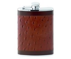 Herbertz Taschenflasche, Edelstahl, Leder, 230 ml Messer, Mehrfarbig, One Size