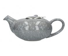 London Pottery Teekanne mit Teesieb für losen Tee, Steingut, Grau glänzend meliert für 4 Tassen (1 l)