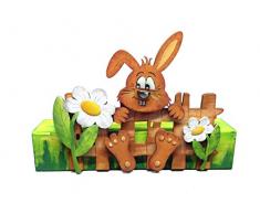 Petras Bastel News A-HSH42HZAH Bastelset aus Holz für Osterdeko,Hase mit Zaun