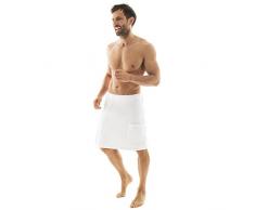 CelinaTex Malaga Saunakilt Herren S/M weiß Mikrofaser Sauna Kilt Coral Fleece Saunamantel Saunatuch