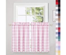 CAROMIO Gardinen mit Karomuster, Karomuster, Küchen-Ebene, Volant, Vorhänge, zum Raffen, Schatten, Fenster, Küche, Café, Badezimmer, Fenster, Mehrfarbig Country Rustic Tiers|30 L Rose