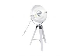 EGLO Vintage 49876 Tischleuchte der Serie COVALEDA aus Holz, Stahl in weiss, chrom, silber