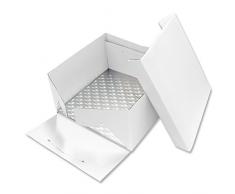 PME Quadratische Tortenplatte und Tortenschachtel 25 cm, Kunststoff, Weiß, 25 x 25 x 15.2 cm