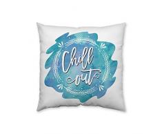 Boho Chic 44940 Baumwoll-Kissen mit Spruch Chill out, 30 cm x 30 cm, Deko-Kissen
