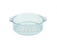 SKK 06024 Glas - Dünsteinsatz, rund, ø 24 cm, universal für Kochtopf und Bratentopf einsetzbar, schonendes Zubereiten von Gemüse und Babynahrung