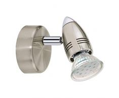 EGLO Spot Magnum LED Deckenleuchten Deckenlampe, Stahl, GU10, Nickel-matt/Chrom, 7 x 7 x 12 cm