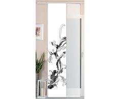 Gardinenbox 2er Set Schiebegardine Flächenvorhang Wildseide Optik und Voile Paneel, 245x45, Flower Tattoo, 80400