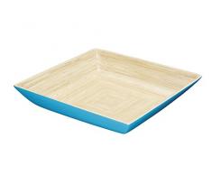 Kitchen Craft Serviertablett Palmero 30cmx30cm aus Bambus, Beige/Blau, 28 x 18 x 18 cm