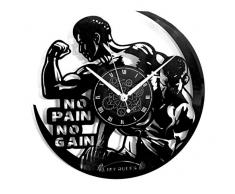 Vinyl Wanduhr Vintage Schallplatten-Design handgemachte Workout Gym Sport Fitness No Pain No Gain