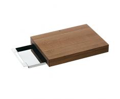 WMF Schneidebrett, 36 x 26 cm, mit Auffangschale, Eichenholz geölt, Cromargan Edelstahl, klingenschonend