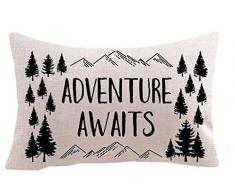 Nordic Abenteuer Erwartet Mountain Kiefer Bäume Baumwolle Leinen Quadratisch Überwurf Taille Kissen Fall Dekorative Kissenhülle Kissenbezug Sofa 45,7 x 45,7 cm Zoll 12x 20 inches a