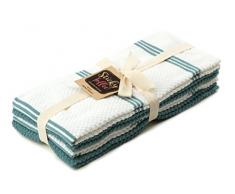 Sticky Toffee 100% Baumwolle Frottier Geschirrtücher, 4er Set Geschirrtücher | 40,6 x 71 cm | Blaugrün | Weiche saugfähige Restaurant-Bar-Glas-küchentücher