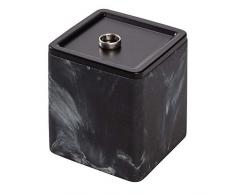 iDesign Kosmetik Aufbewahrung mit Ablage, kleiner Behälter für Kosmetik aus Kunstharz und Metall, kleine Box mit Deckel zur trockenen Aufbewahrung, matt und mattschwarz