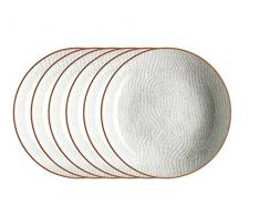 Mäser, Serie Murcia, Teller tief 21 cm, Porzellan Geschirr-Set für 6 Personen, dekoriert in den Farben Grau und Weiß