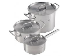 Kuhn Rikon 37289 Montreux Kochgeschirr Set 3-teilig 1,5/3/6 Liter, Edelstahl, Silber, 47 x 40 x 47.5 cm, 3 Einheiten, Induktionsgeeignet, Spülmaschinentauglich