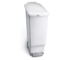 simplehuman, 40 Liter, schmaler Treteimer, weiß, 5 Jahre Garantie