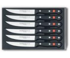 Wüsthof Steakmessersatz, Gourmet (9728), 6-teilig, je 12 cm Klingen, Edelstahl, rostfrei, für Spülmaschine, extrem scharfe Messer, Fleischmesser